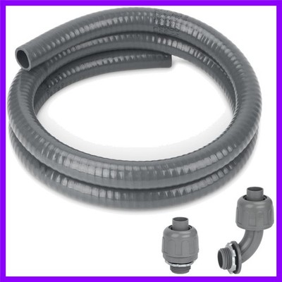 Electrical Conduit Kit 1/2'' 4FT Grey Electrical AC Whip Kit, Liquid-Tight Flexi