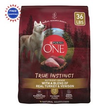 Dry Dog Food 36 lb Purina ONE True Instinct Turkey Venison Blend Real treats 2.64 per pound
