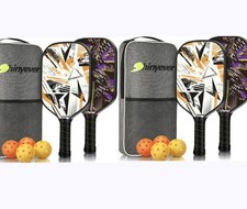 Pickleball Paddle Set of 4, Pickle Ball Rackets, Lightweight Fiberglass w/ Bags