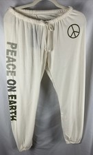 Chaser Women&rsquo;s Cream Small Peace On Earth Joggers Sweatpants Lounge Pants NWT
