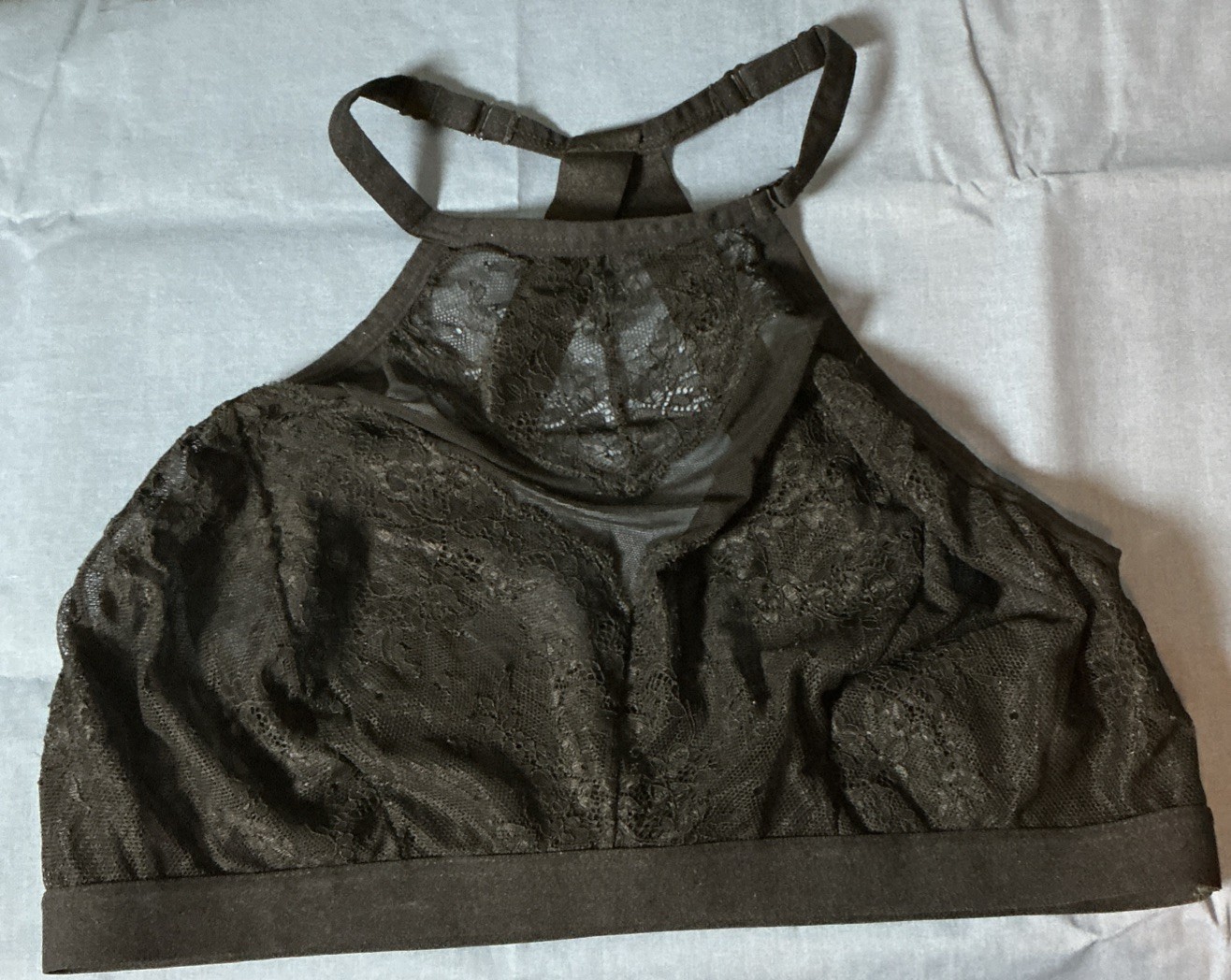 Torrid Bralette Womens 1X Black Mesh Sheer Wireless Cross-back Strap Longline-image