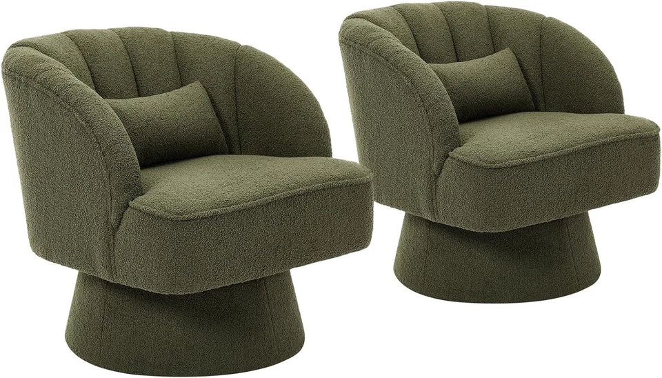 Silla moderna giratoria de tela con acento de barril silla individual cómoda silla redonda Foto 4 de 4