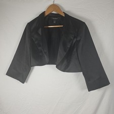 White House Black Market Black Satin Bolero Cocktail Party Dress Top Size L