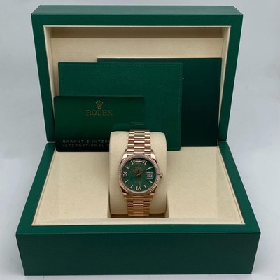Rolex Day-Date 36mm 128235 Rose Gold Green Aventurine Diamond Dial Watch 2025