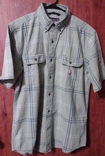 Carhartt Green/Blue Plaid Short Sleeve Loose Fit Button Up Shirt Medium NWOT