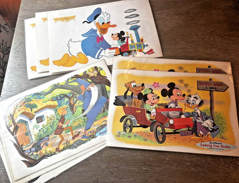 Vintage Disney Placemat Lot (8) Assorted Vinyl Placemats RCA Disney Productions