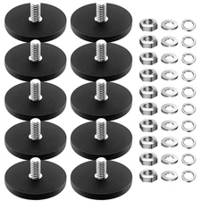 10PCS Black Rubber Coated Neodymium Magnets M6 Threaded with Accessories Heav...