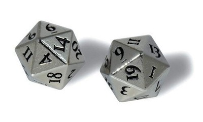Ultra Pro - D20 Heavy Metal Dice Set of two (2) - Chrome Metal Finish