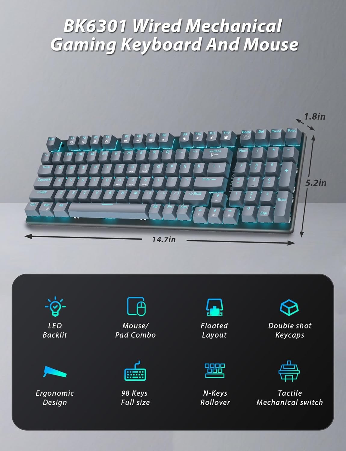 RGB Mechanical Gaming Keyboard Mouse Combo