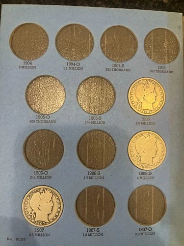 Barber Half Dollars - Lot of 9 - with Whitman Album Book - No Reserve