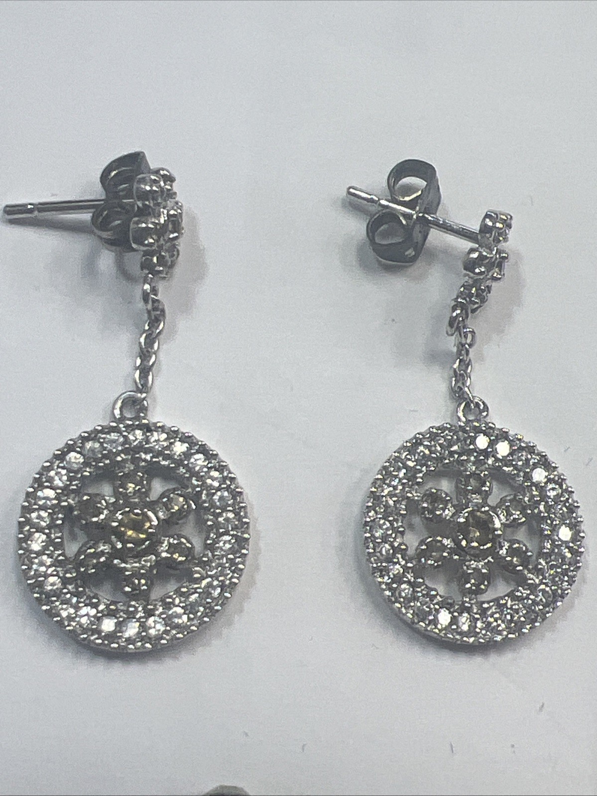 Sterling Silver .925 Multi Gemstone Dangle Hoop P… - image 4