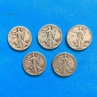 Lot of 5 WALKING LIBERTY HALF DOLLARS - 1941-1943
