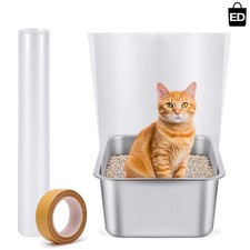 Semi-Enclosed Cat Litter Box with Scoop High Side Splashproof Kitty Toilet