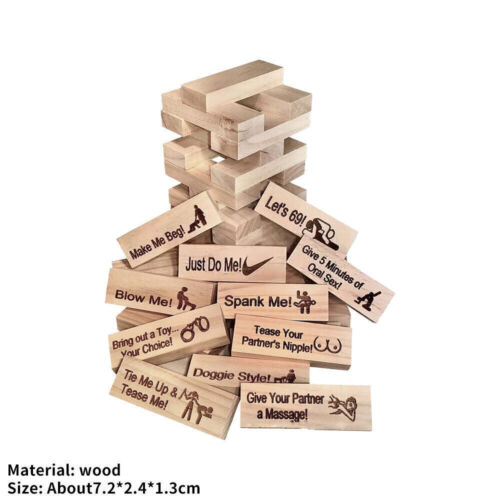 Stacking Block Tower Game Date Toy Adult Couples Jenga Wood Tumbling Tower Game~ - Picture 4 of 15