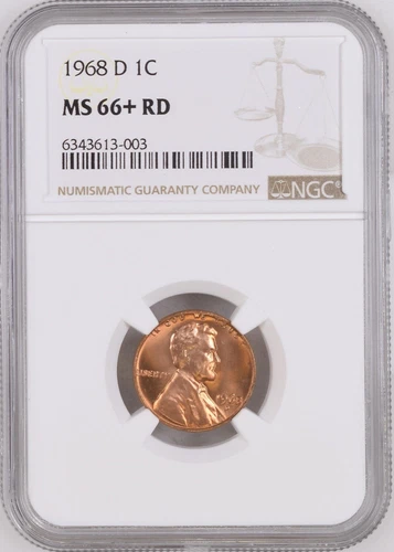 1968-D  1C RD  Lincoln Memorial One Cent  NGC MS66+RD   6343613-003