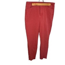 Old Navy Women  s Size 6 Pixie High Rise Ankle Pant Gooseberry Red Pink Polka Dot