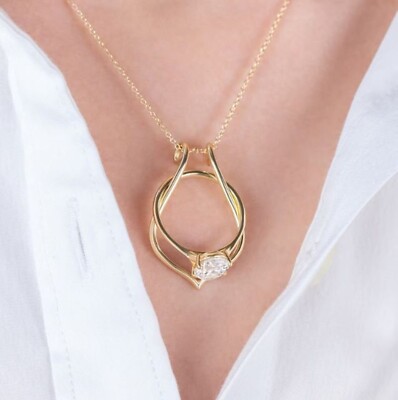 Ring Holder Necklace 14K Gold Plated Engagement Magic Ring Keeper