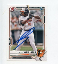 DONTA' WILLIAMS SIGNED 2021 BOWMAN DRAFT BASEBALL CARD AUTO DONTA