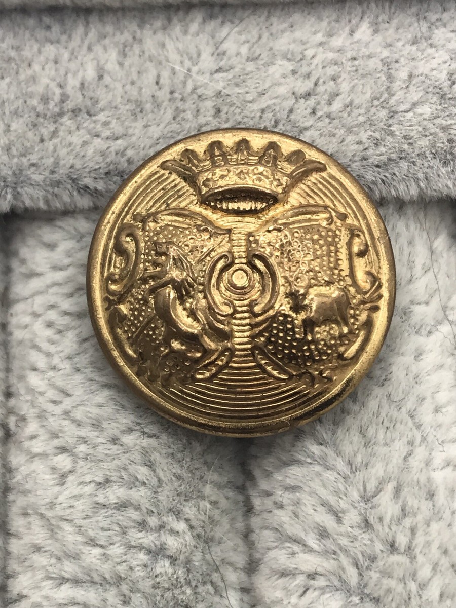 Vintage Mens Blazer Button Set of 8 Dark Gold Color Shanks Crown