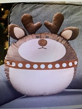 Holiday Throw Pillow Stuffed Accent for Christmas Reindeer NIP 14x12 inch