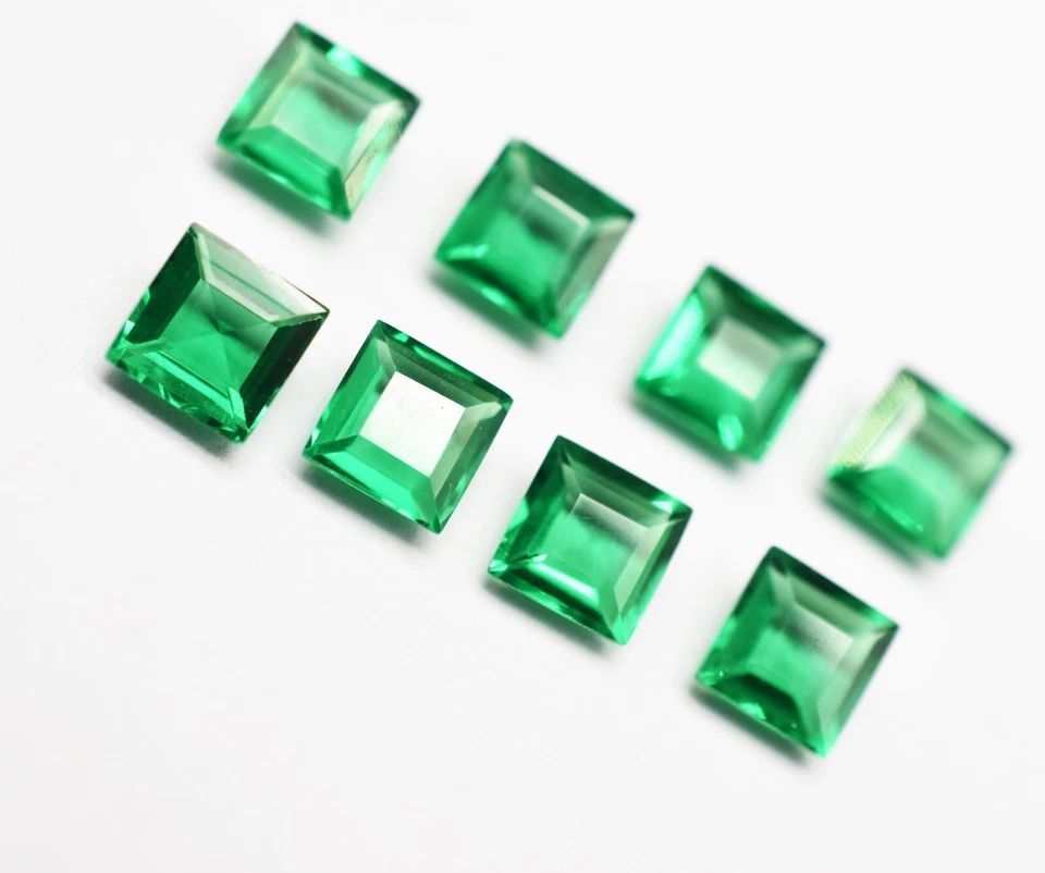 Esmeralda de laboratorio corte cuadrado de 3 mm a 12 mm piedras preciosas sueltas Neno para fabricación de joyas Foto 3 de 4