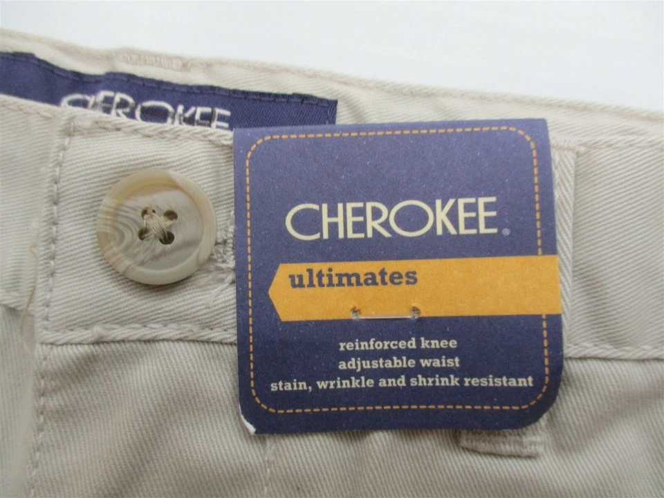 Nuevo Pantalón CHEROKEE Juvenil Talla 7 Algodón Frente Plano Caqui Tostado  Foto 3 de 4