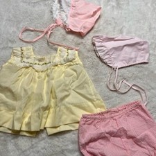 Vintage bonnet yellow dress size 3/6 months