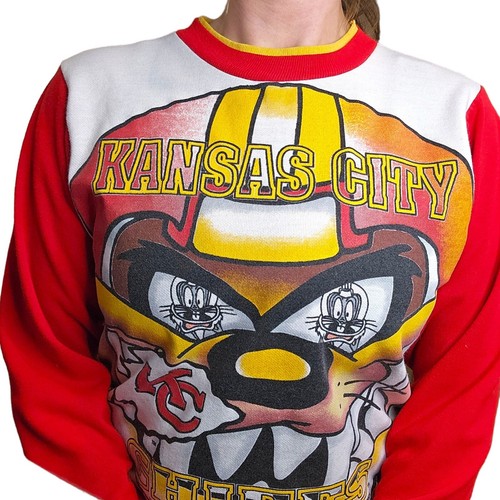Retro 90s Womens S Kansas City Chiefs Sweatshirt Looney Tunes Large Graphic Thin - Picture 3 of 15
