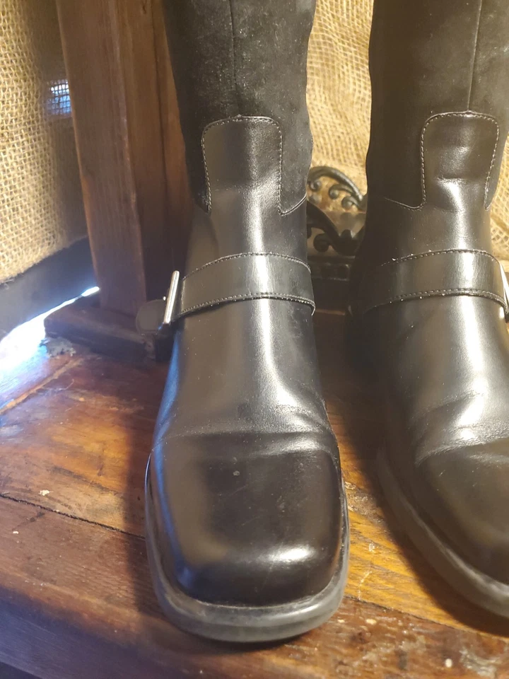 Worthington  Women's  Black  Leather /Suede Black Riding  Boots Size 7 M Brazil - Image 3 of 4