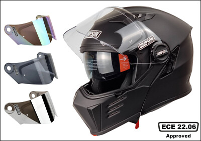 SIMPSON DARKSOME BANDIT FLIP UP MOTORCYCLE HELMET MODULAR MATT BLACK TINT  VISOR