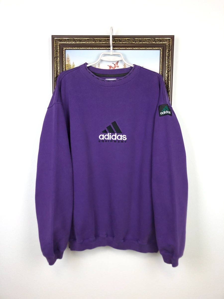 Vintage 90's Adidas Equipment Purple Sweatshirt Big Logo Crewneck