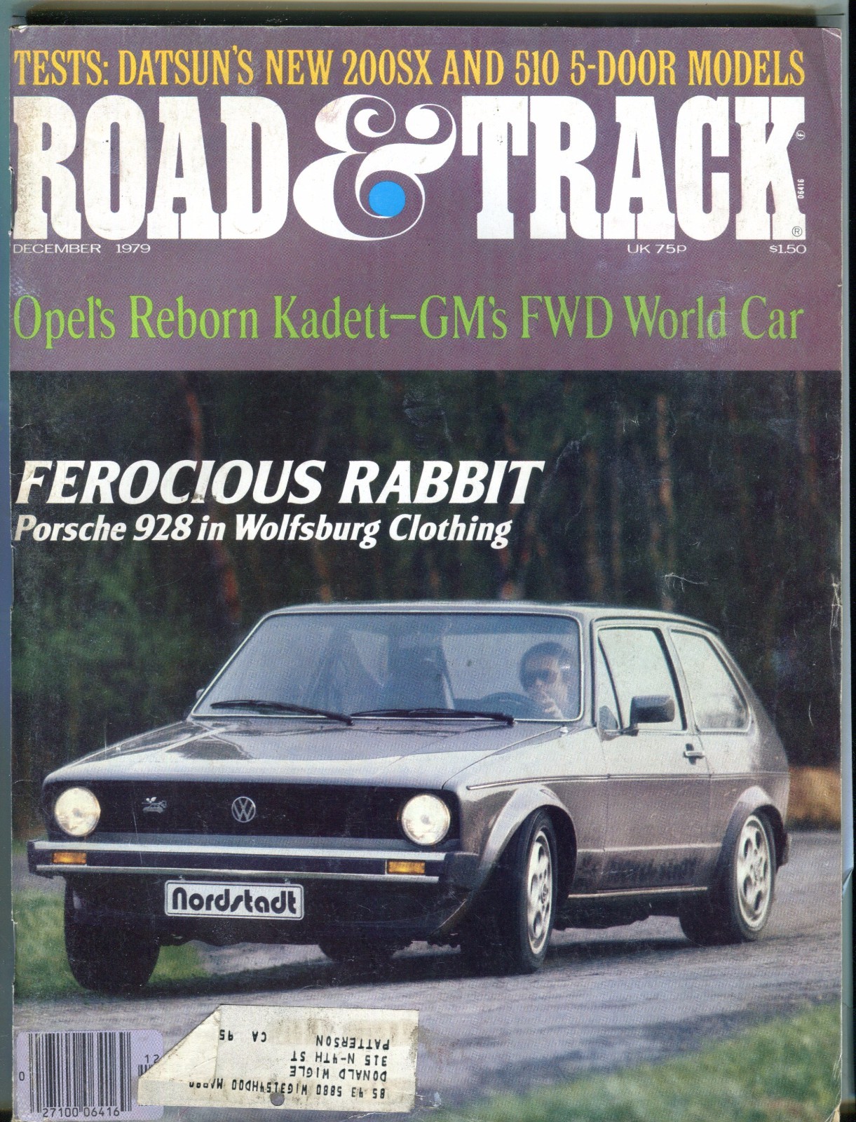 Road & Track Magazine December 1979 VW Rabbit VG w/ML 032017nonjhe | eBay