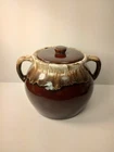 HULL Pottery Vintage Brown Drip Glaze Bean Pot W/Lid  Ovenproof USA 2qt Crockpot