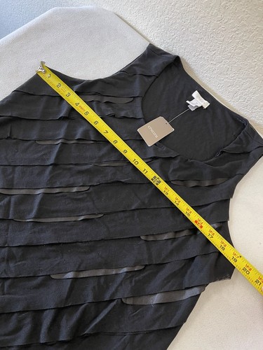 Chico’s Women’s Size 2 Angled Mesh Tank Top Black NWT Pullover Thin Knit - Picture 6 of 7