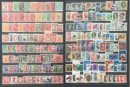 AUSTRALIA GV-QII 1913-70 MINT/USED COLLECTION, x4 hagner sheets (#53).