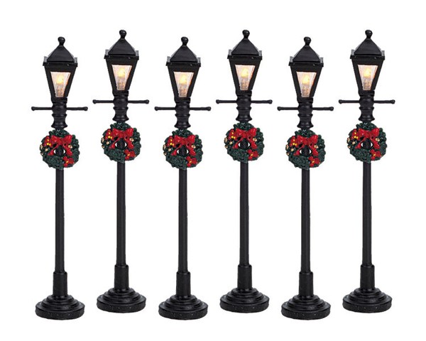 Lemax 64499 - Gas Lantern Street Lamp, Set Of 6 - Weihnachtsdorf Winterdorf Neu-image