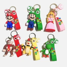Super Mario Bros Keychain Figure 3D Backpack Clip Keyring Pendant Bacpak Hanger
