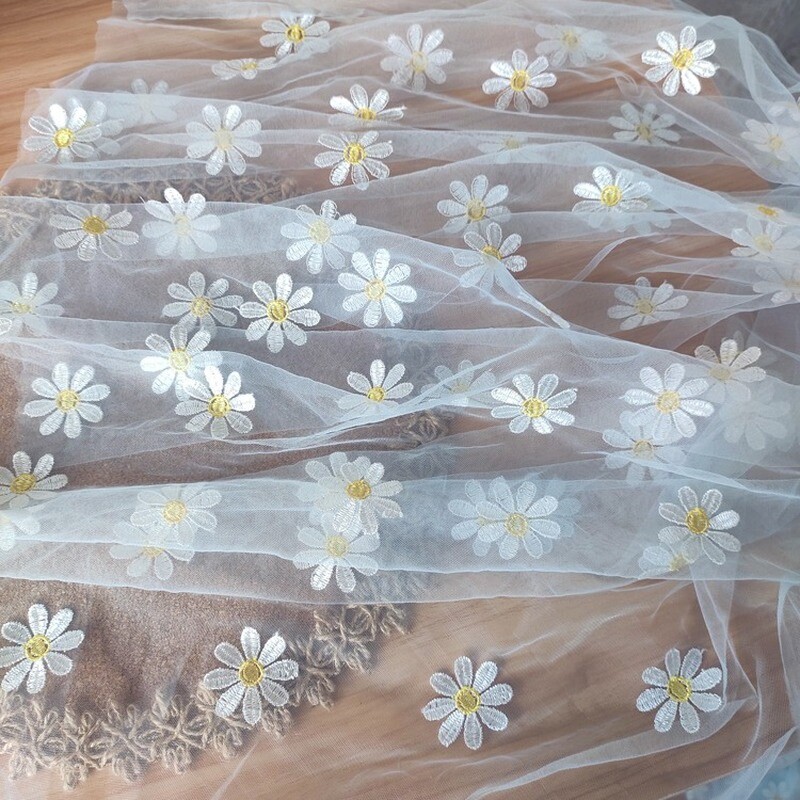 Lace Mesh Embroidery Fabric Floral DIY Dress Curtain Drape Tulle Voile