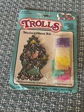 VTG Bake A Craft Stained Glass Crystals Kit Troll Doll Princess MIP 5   1992