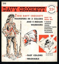1950's DAVY CROCKETT TRANSFERS Comp Sets 2 w/ Orange  Blue Envelope Var.
