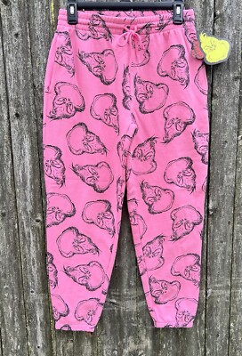 Official Dr. Seuss  The Grinch  Pink Sweat Pants Medium