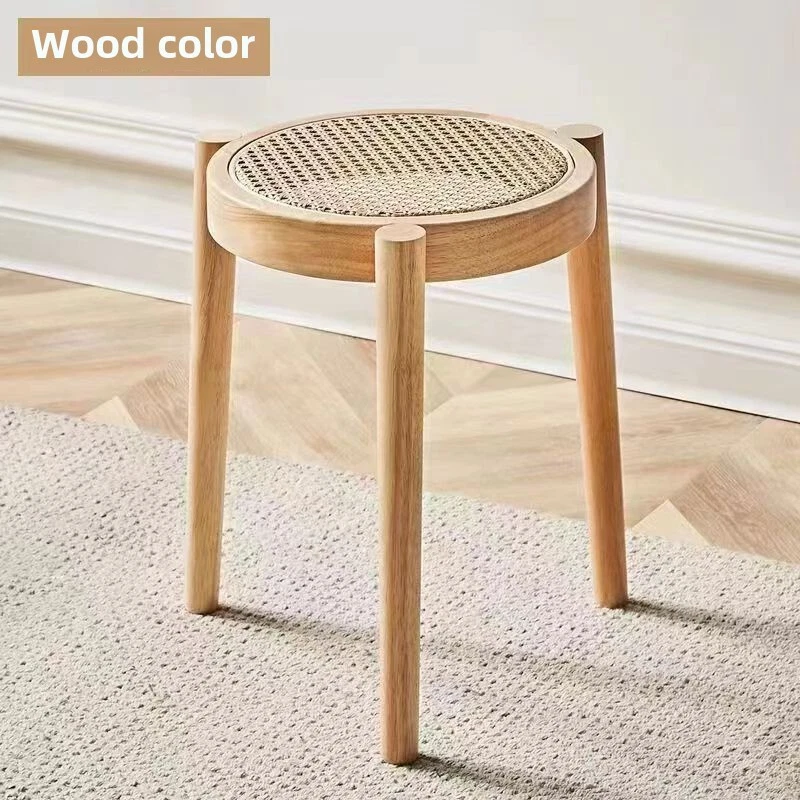 Stackable wooden stool, minimalist stool, retro stool shoe changing and dressing - Image 2 of 4
