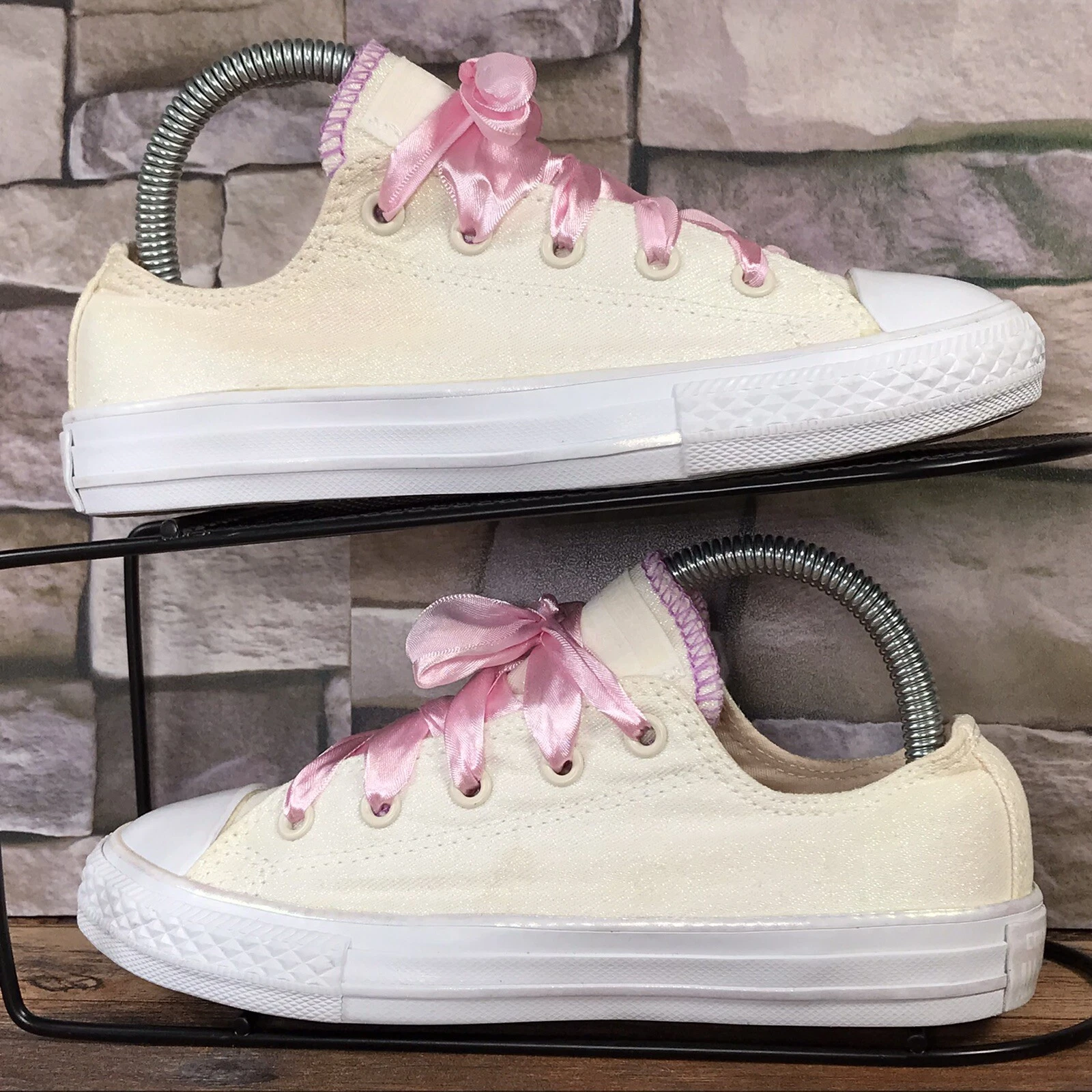 Converse All Star scarpe da ginnastica basse scintillanti stringate per ragazze taglia UK 1 EU 33