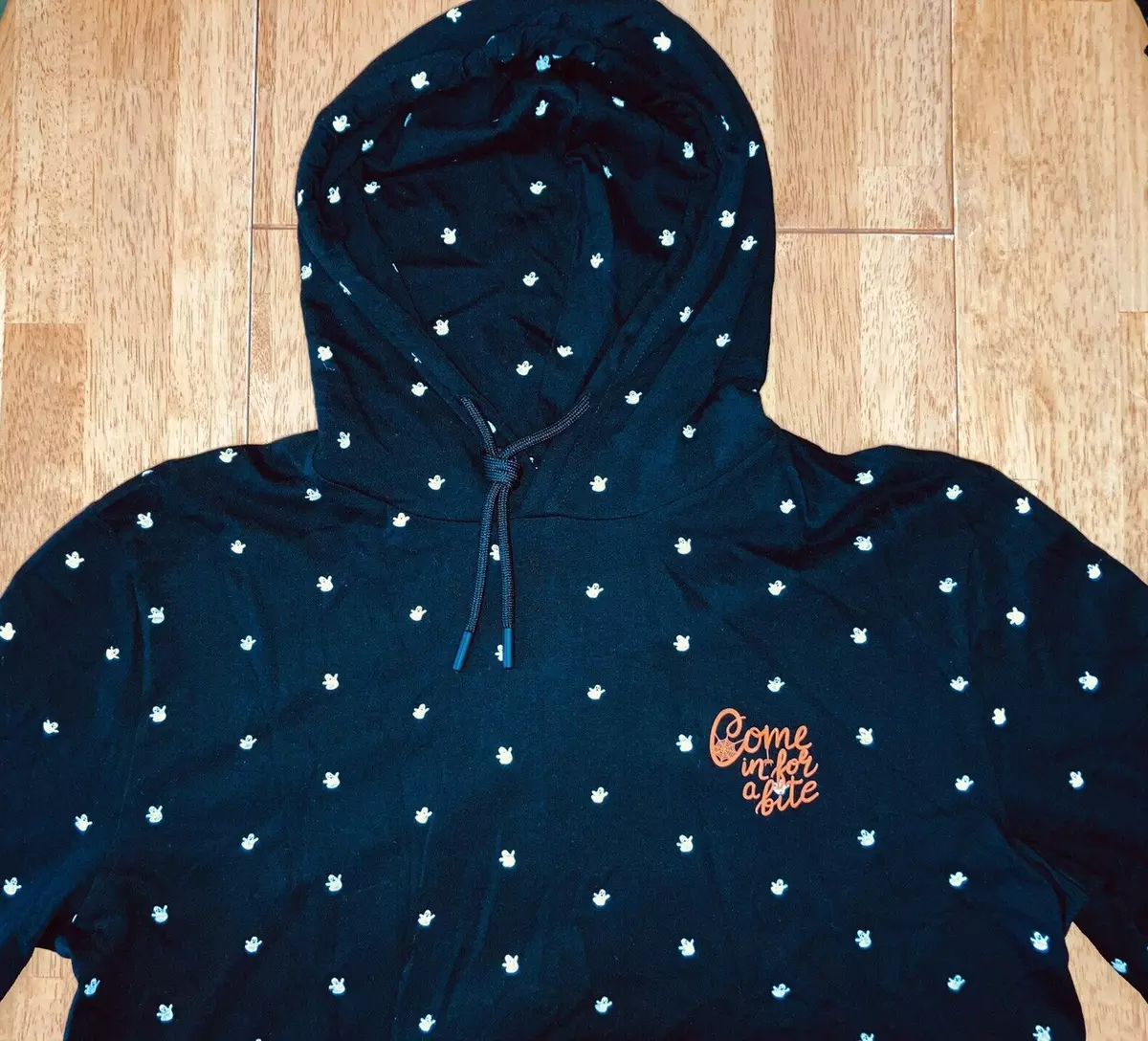 Men s M Medium Halloween Black Hoodie Hooded Shirt Ghosts Denim