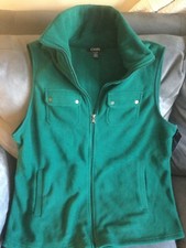 Chaps Women's Vest Size Xl Green Front Zipper With Pockets - New With Tags