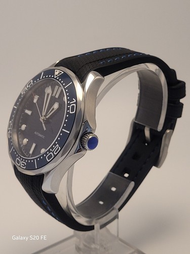 Mens James Bond Miyota 8215 Japan Auto Movt Blue Divers Watch 10ATM Rubber Strap - Picture 2 of 12