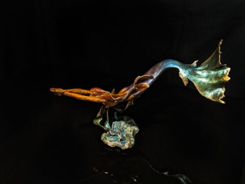Mark Hopkins Meerjungfrau Bronzeskulptur Maße 15" L x 10" H - Bild 11 von 13