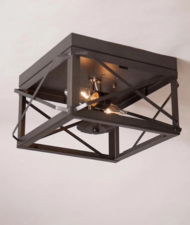 Double Ceiling Light With Folded Bars, No Glass, in 3 Colors. Country Lighting - Image 4 of 4