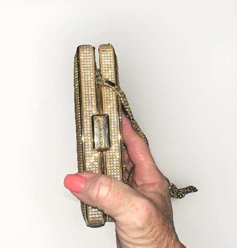 Michael Kors Minaudiere Box Clutch Abendtasche Gold Kristall Glitzer Kette - Bild 8 von 12