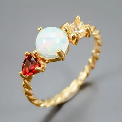 Gemstone Natural Opal Ring 925 Sterling Silver Size 6.5 /R457612